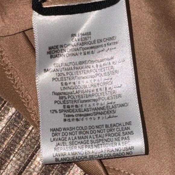 NWT womens BCBGMAXAZRIA purple gold Metallic knee length Dress size medium - Picture 10 of 10